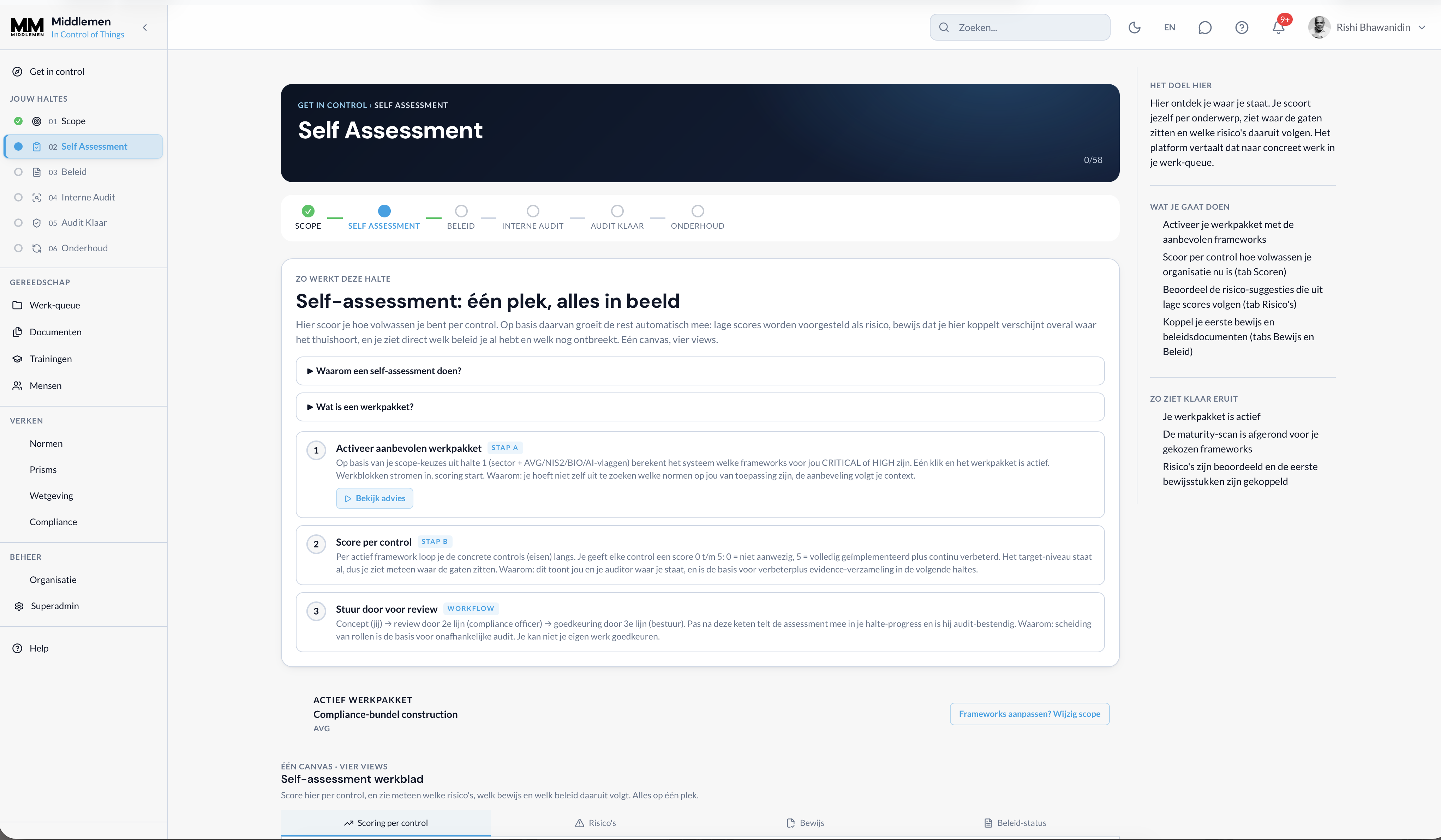 Screenshot van het Middlemen-platform